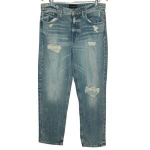 Lucky Brand Baggy Jeans Distressed Straight Leg Womans Size 10